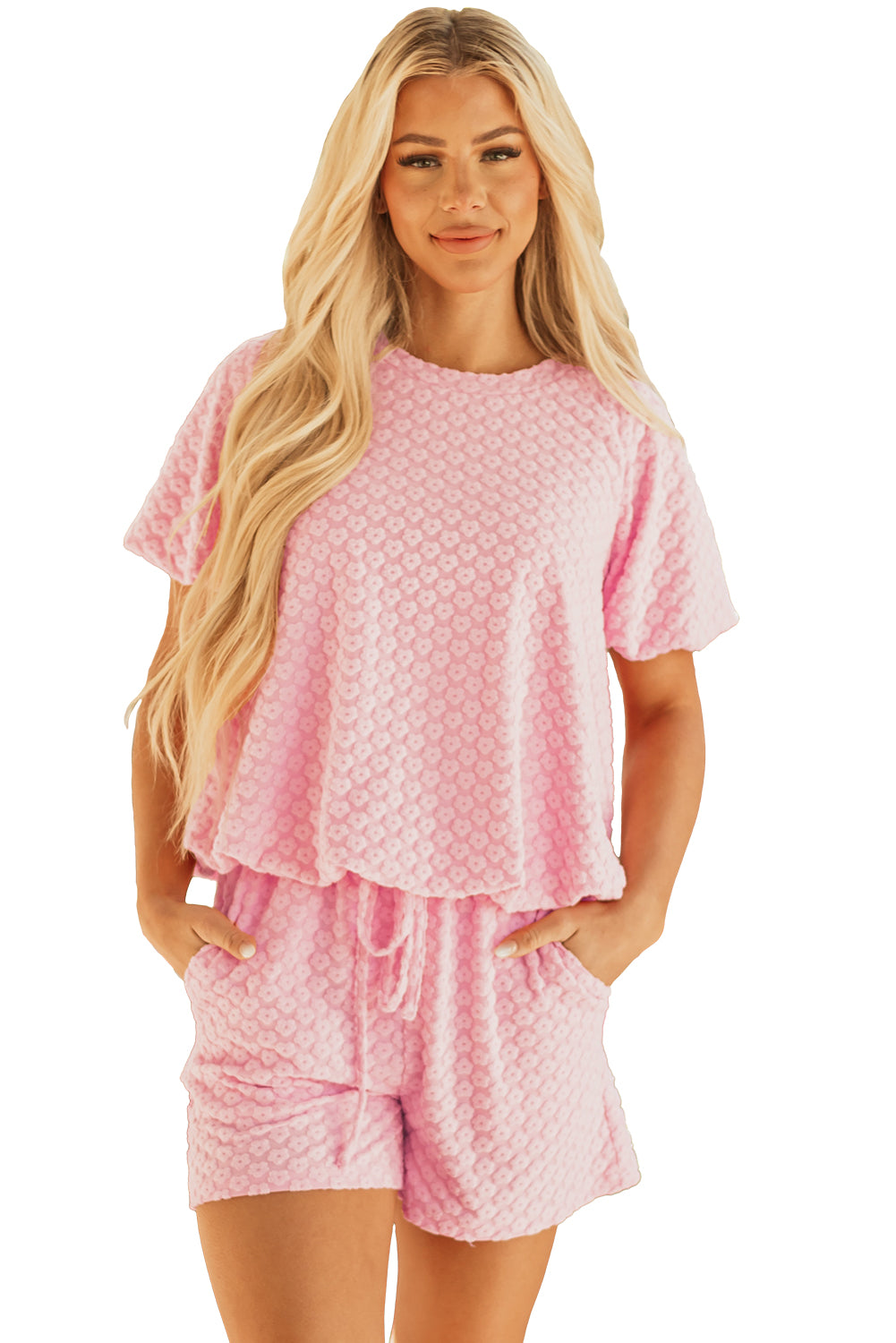 Paradise Daisy Jacquard Textured Casual Short Set
