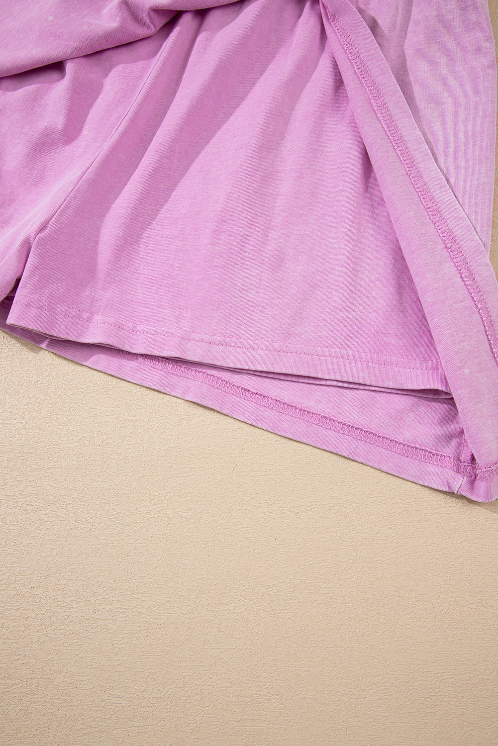 2 Pieces Mineral Wash Cotton Tank Top Lined Split Skirt Set