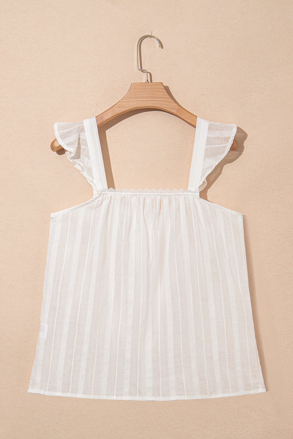 Lace Crochet Ruffled Buttoned Loose Fit Tank Top