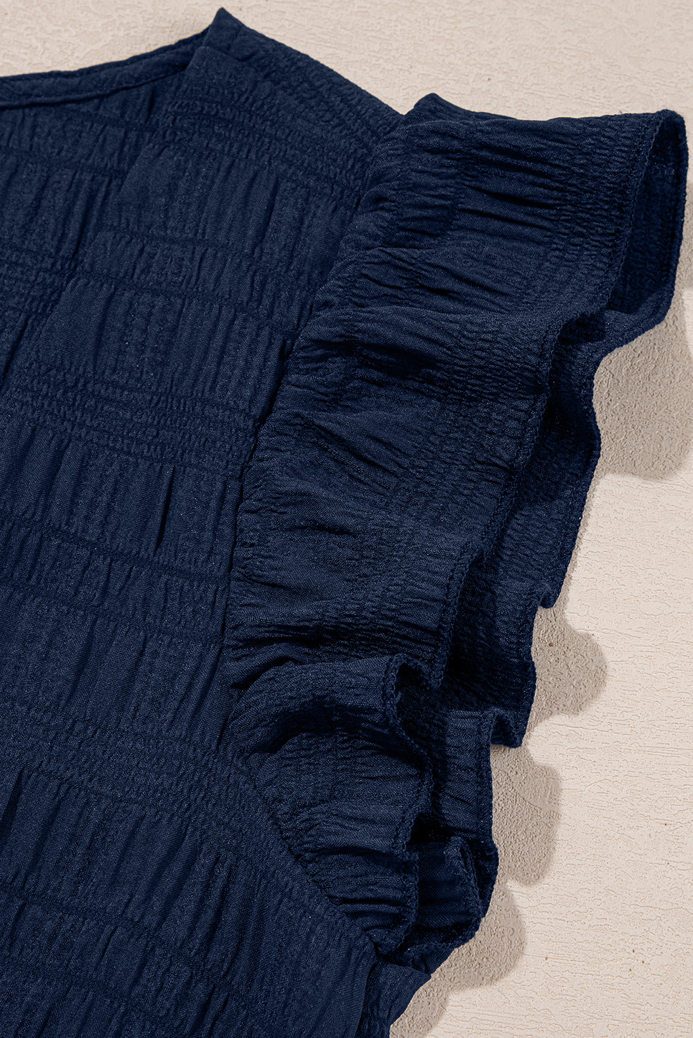 Textured Square Neck Top and Shirred High Waist Shorts Set