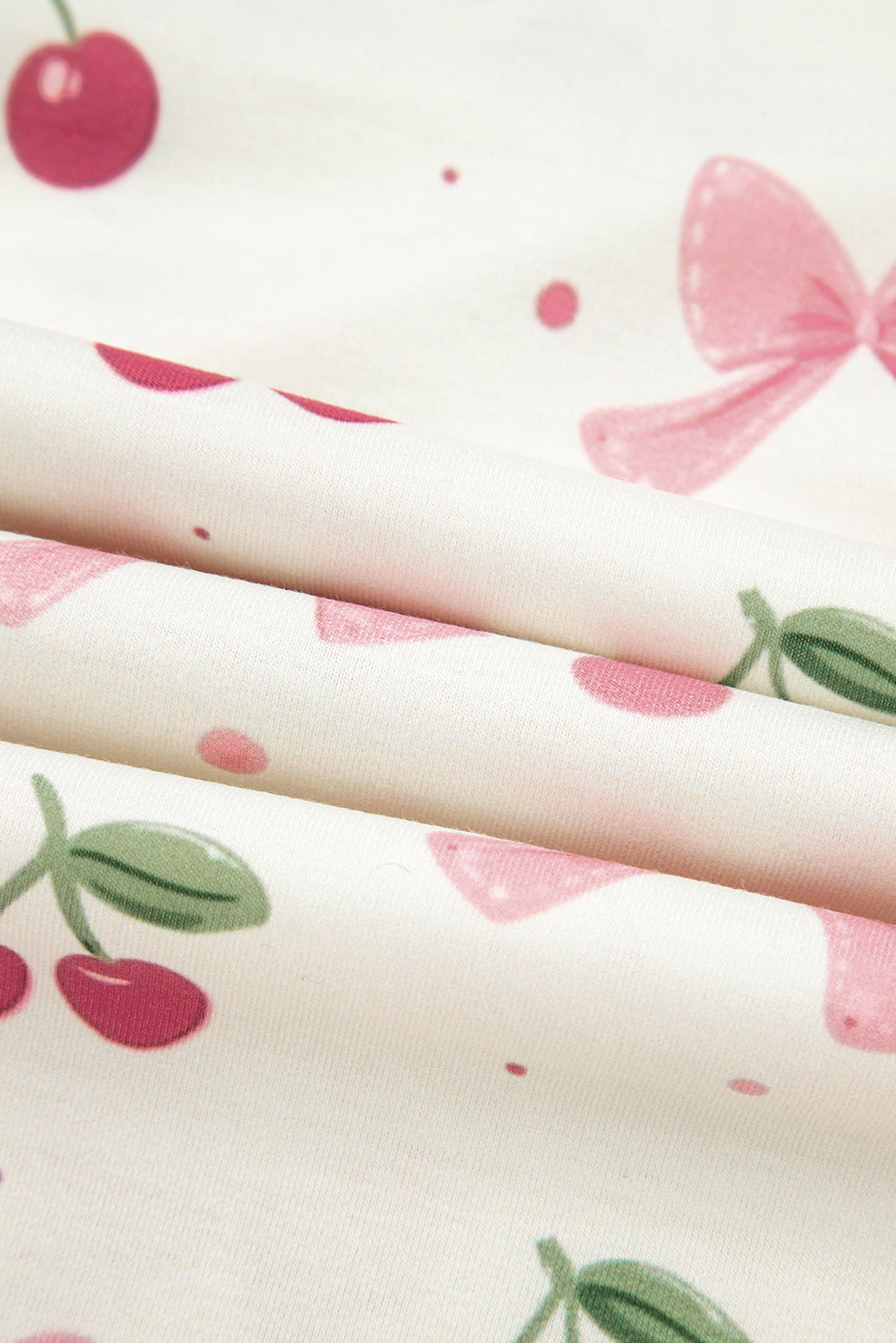 Bow Fruit Print Contrast Pipping Short Pajamas Set