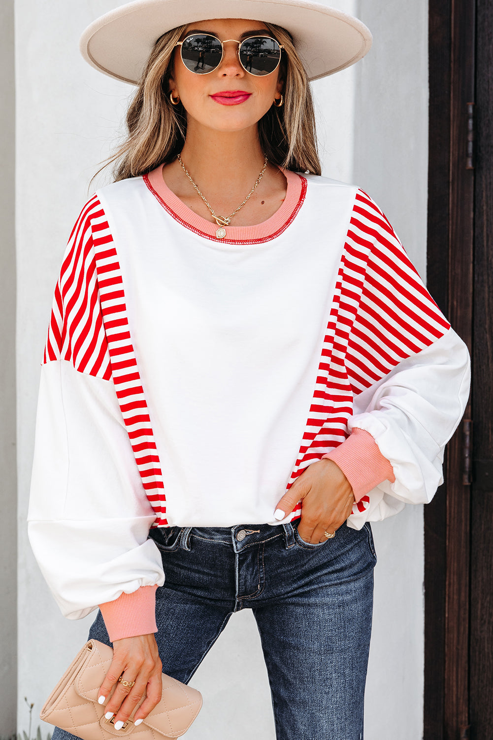 Colorblock Patchwork Contrast Stitching Oversize Sweatshirt