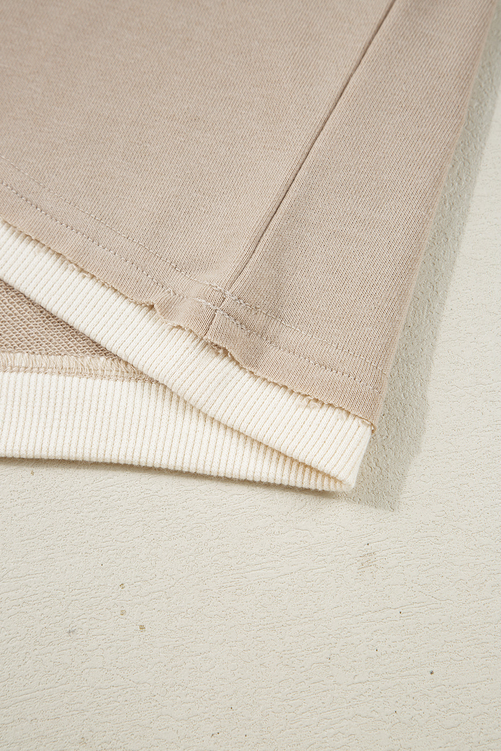 Raw Edge Detail Colorblock Patchwork Cropped Pullover Drawstring Skirt Set