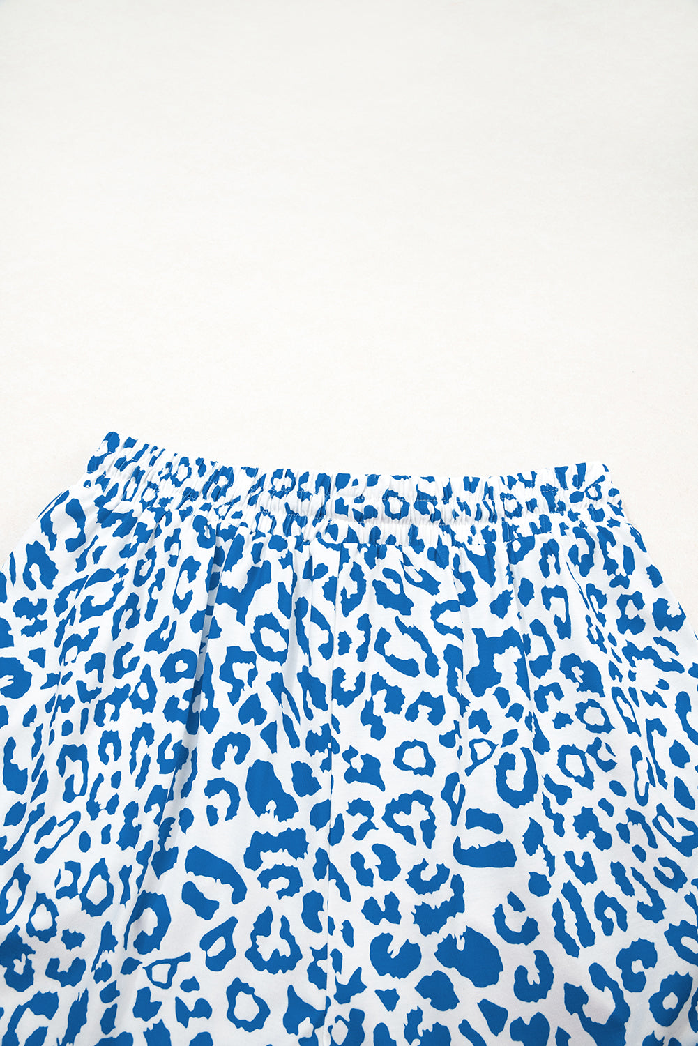 Leopard Elastic Waist Lace up Contrast Trim Casual Shorts