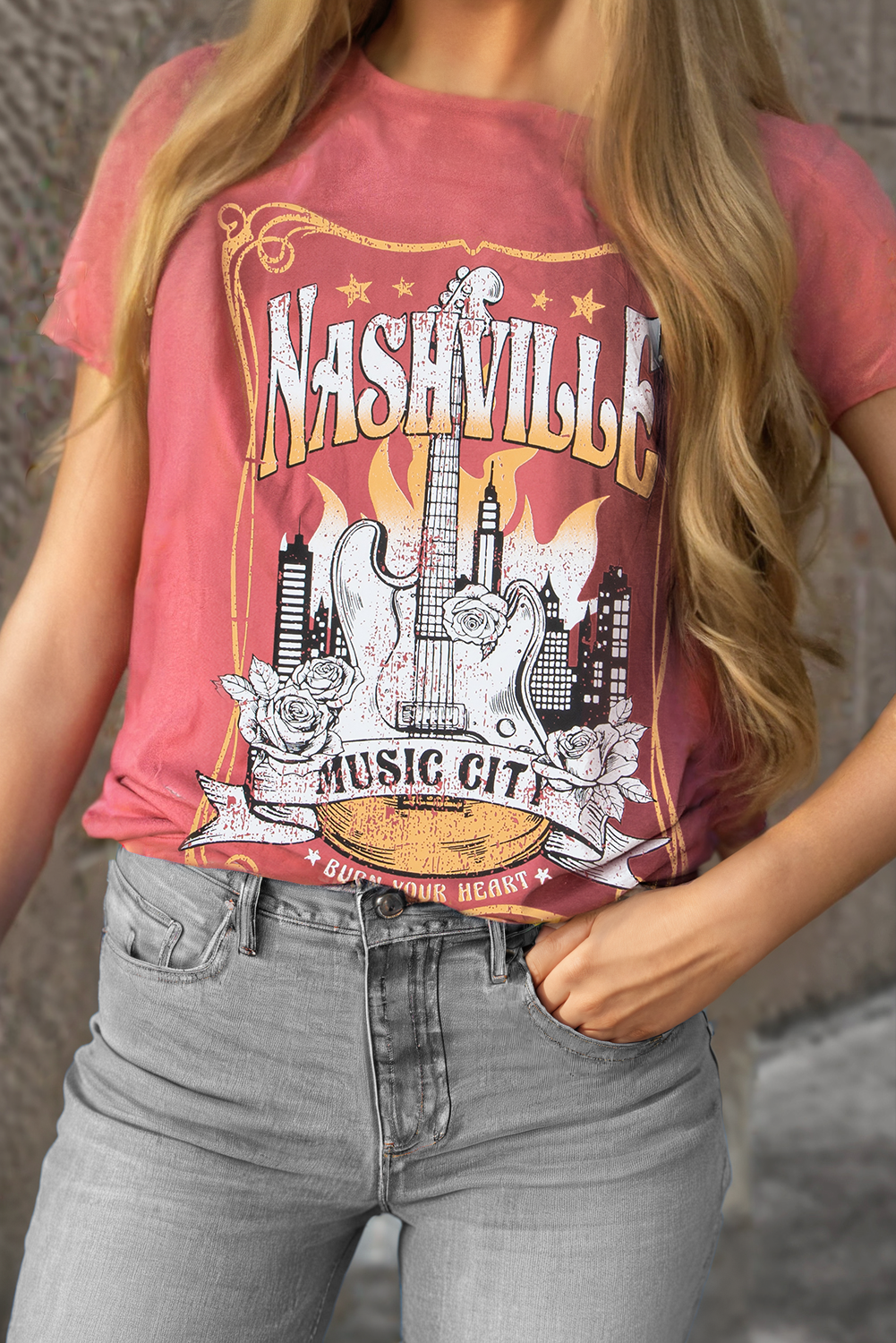 Nashville Music City Graphic Retro Fashion Tee