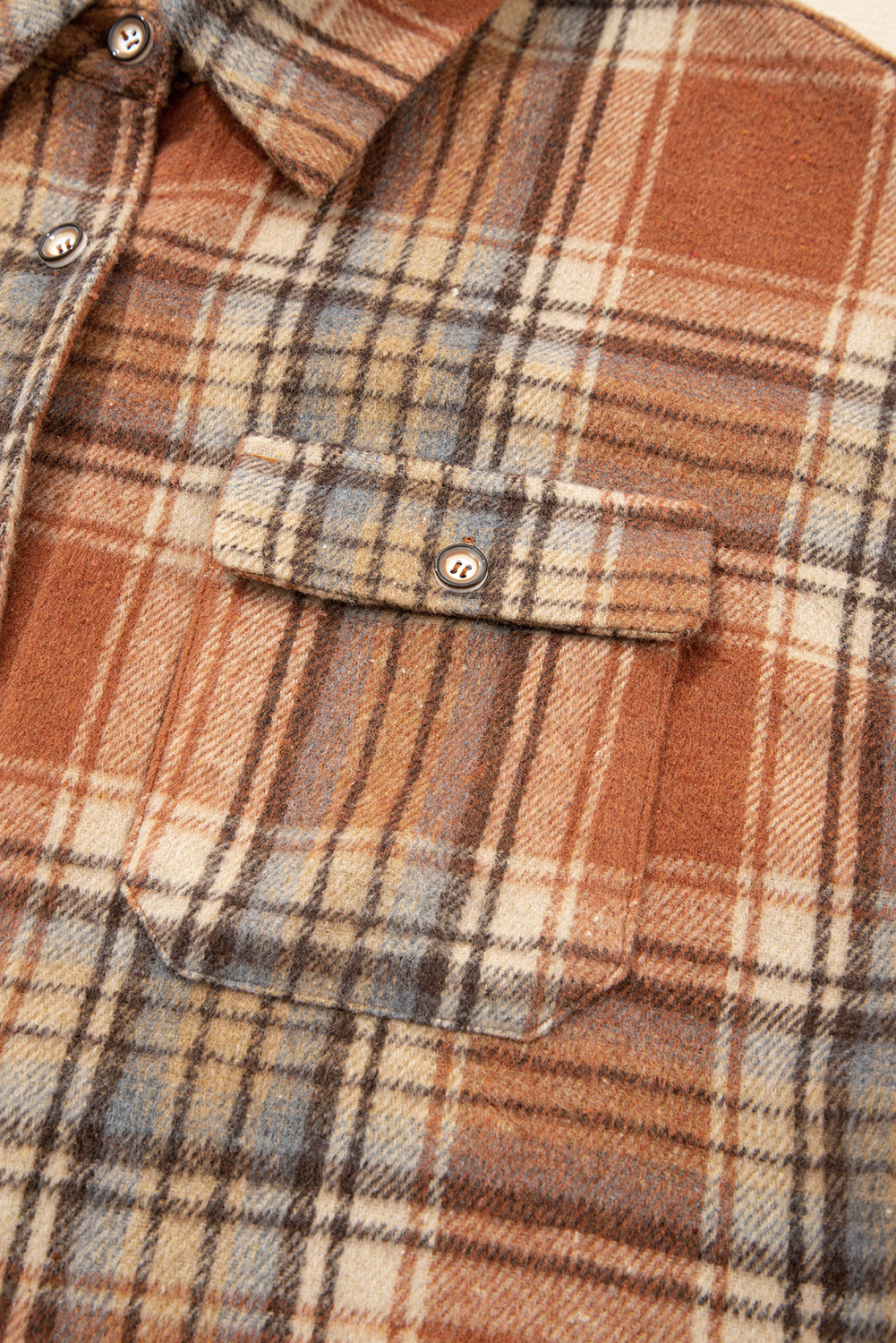 Plaid Print Flap Pocket Buttoned Plus Size Shacket