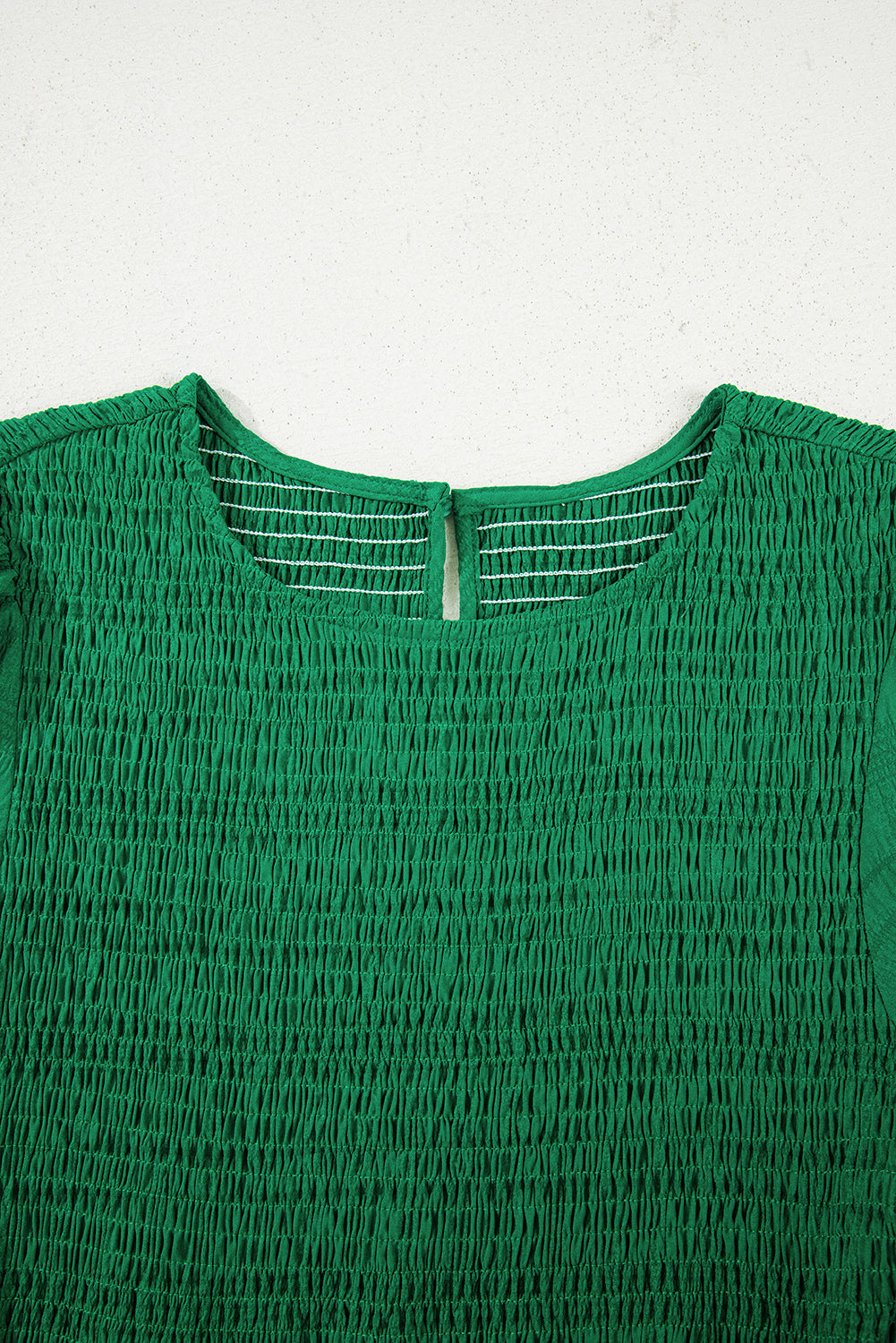 Solid Textured Smocked Puff Short Sleeve High Waist Long Dress