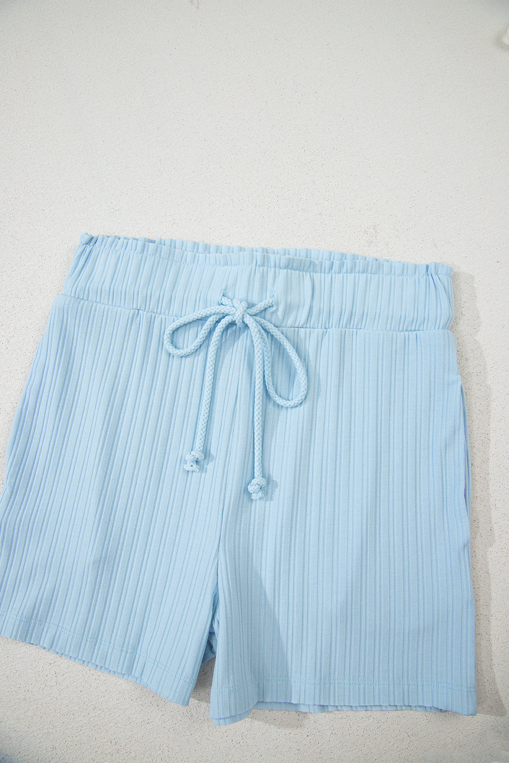Ribbed Button V Neck Tank Top and Shorts Set