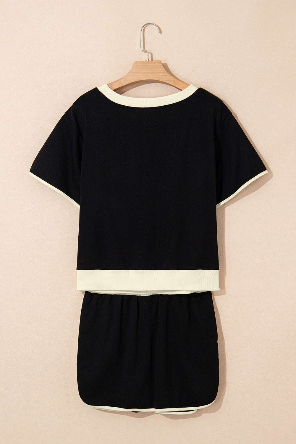 Colorblock Edge Drop Shoulder T Shirt and Skort 2Pcs Set