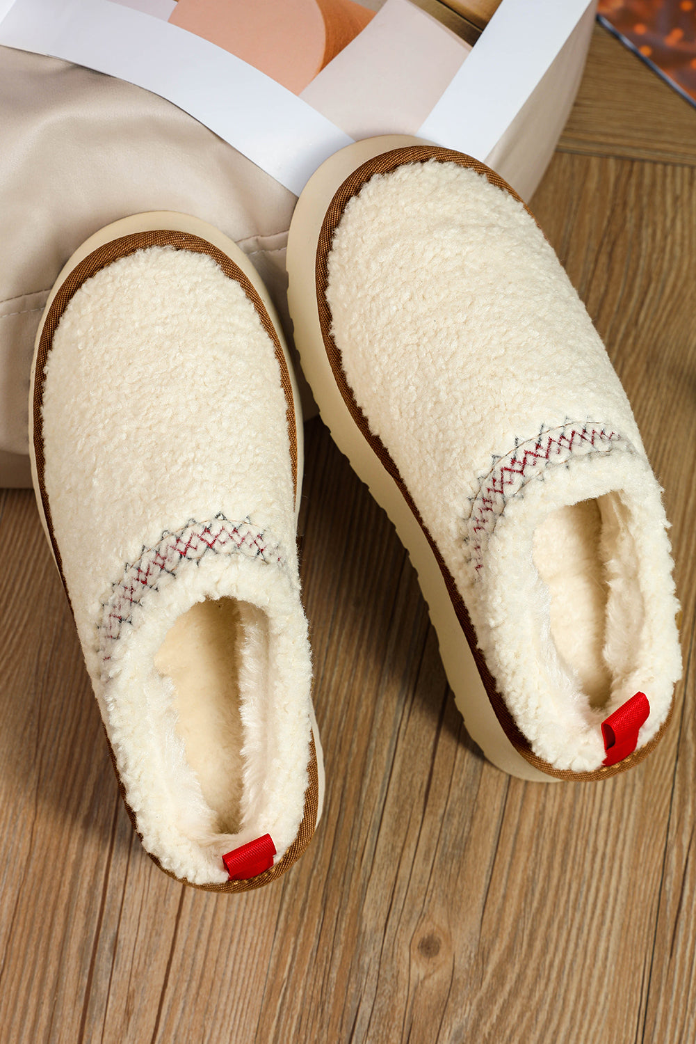 Embroidered Sherpa Plush Thick Sole Snow Boots