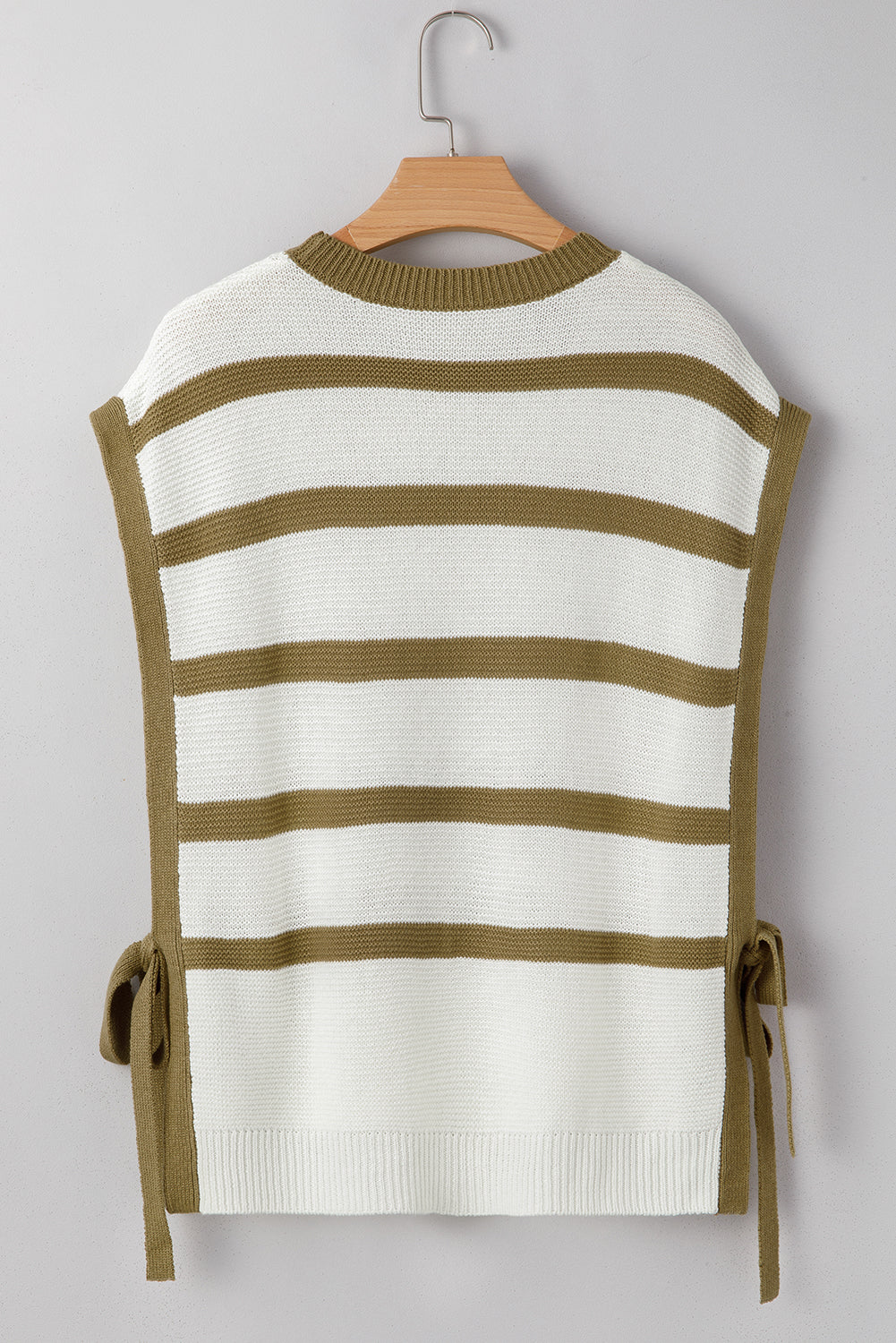 Stripe Tie Open Side Sweater Knitted Top