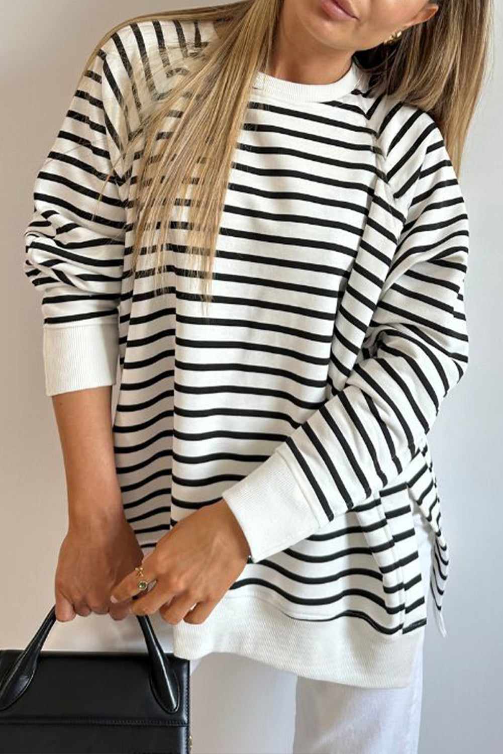 Raglan Sleeve Side Slits Loose Sweatshirt