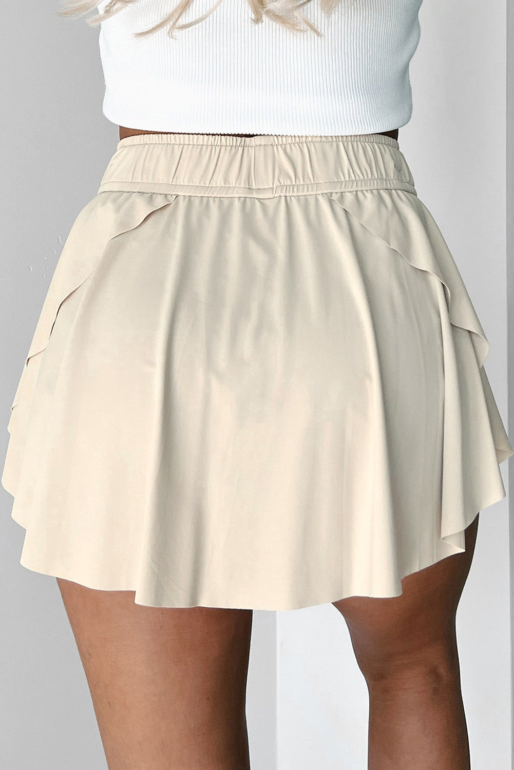 Drawstring High Waist Lined Tennis Skorts