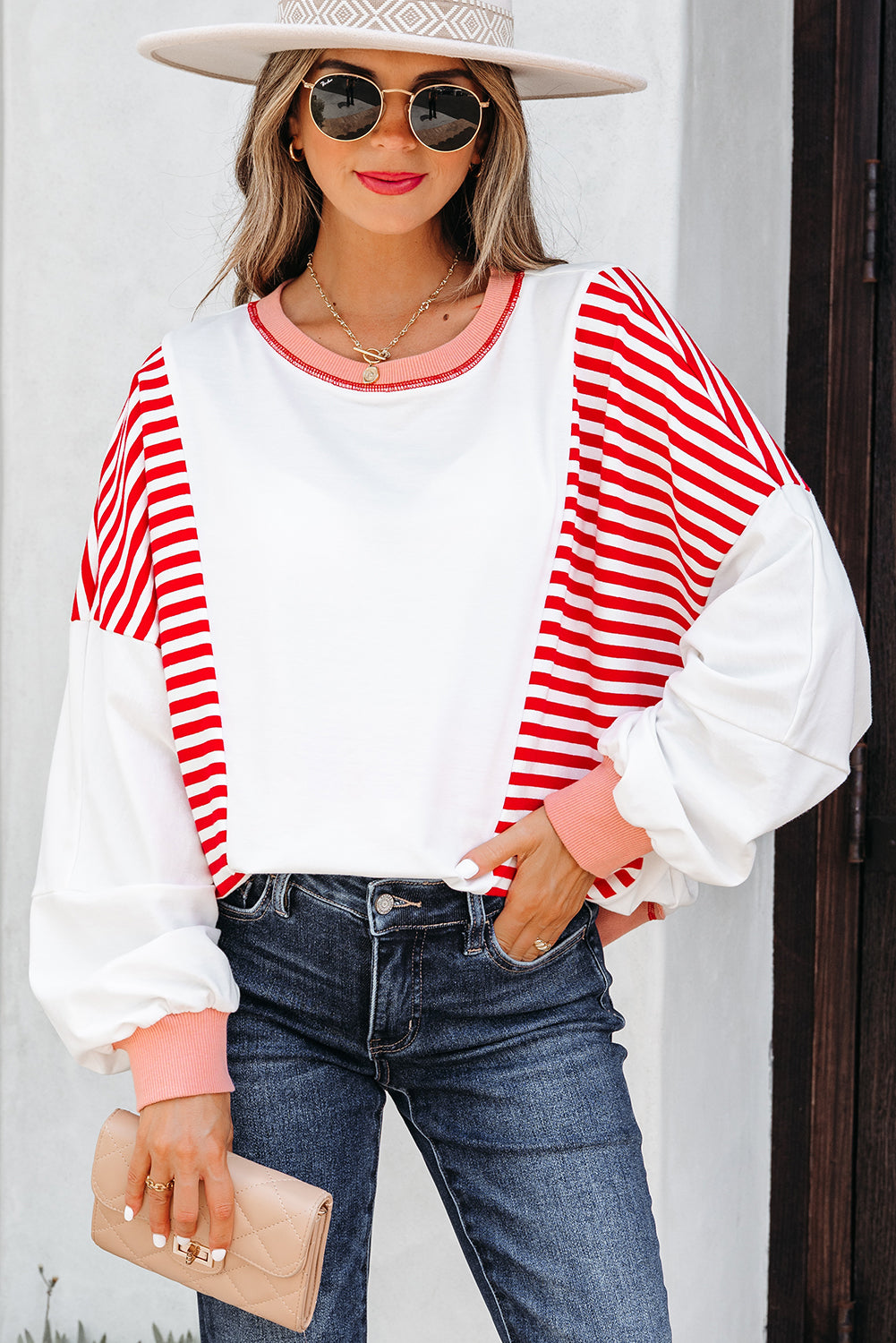Colorblock Patchwork Contrast Stitching Oversize Sweatshirt