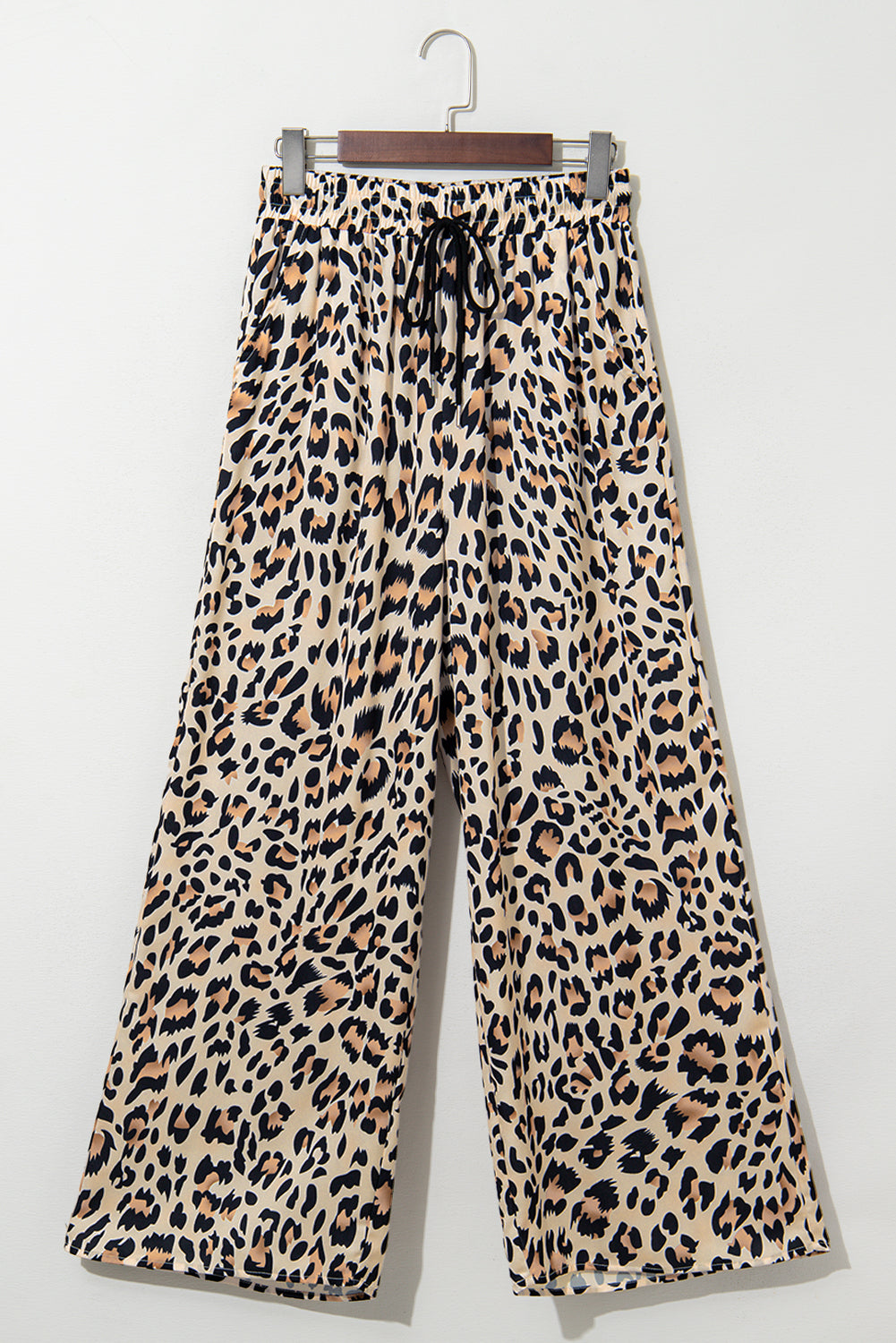 Leopard Drawstring Flowy Wide Leg Pants