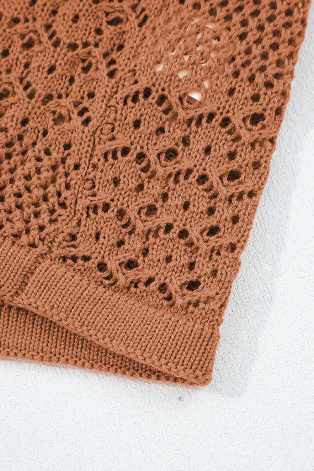 Mix Pattern Hollowed Knit Open Front Cardigan