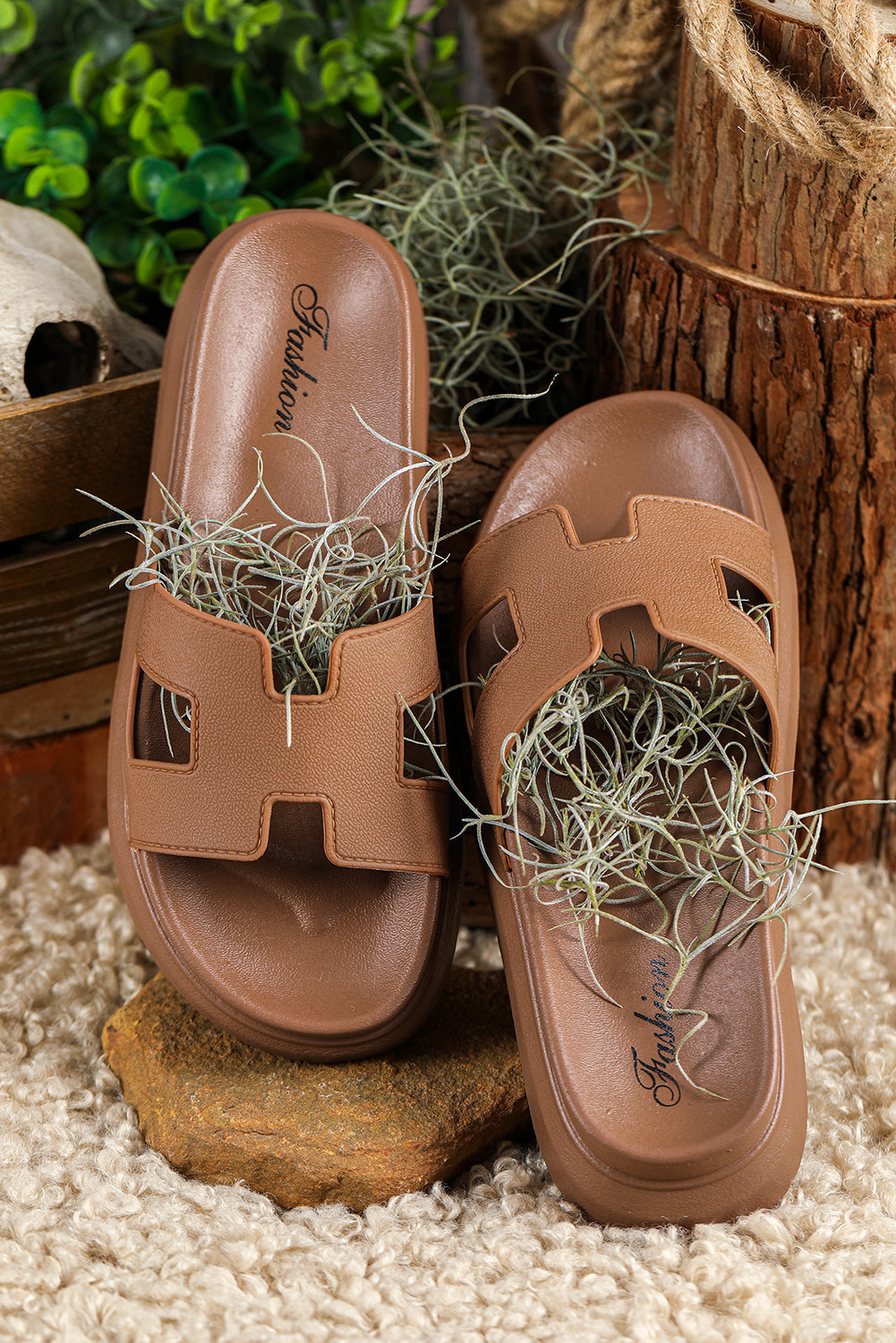 Cutout Design Open Toe Platform Slippers (Run Small, Size Up)