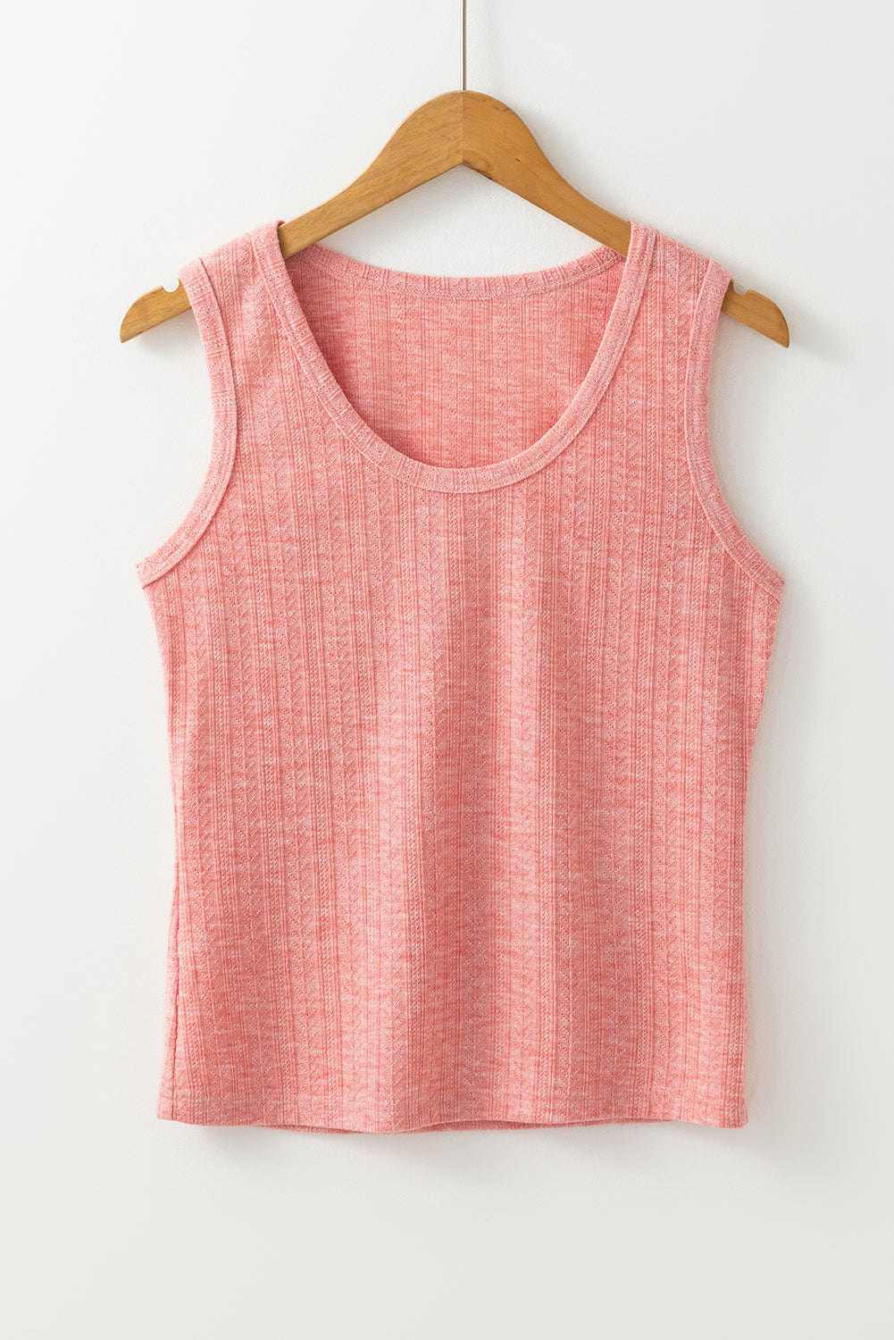 Solid Color Textured U Neck Slim Tank Top