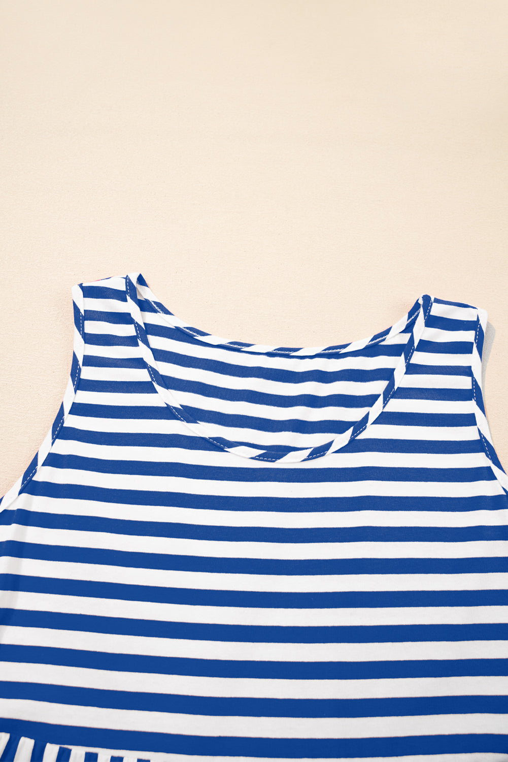 Stripe U Neck Sleeveless Loose Fit Mini Dress