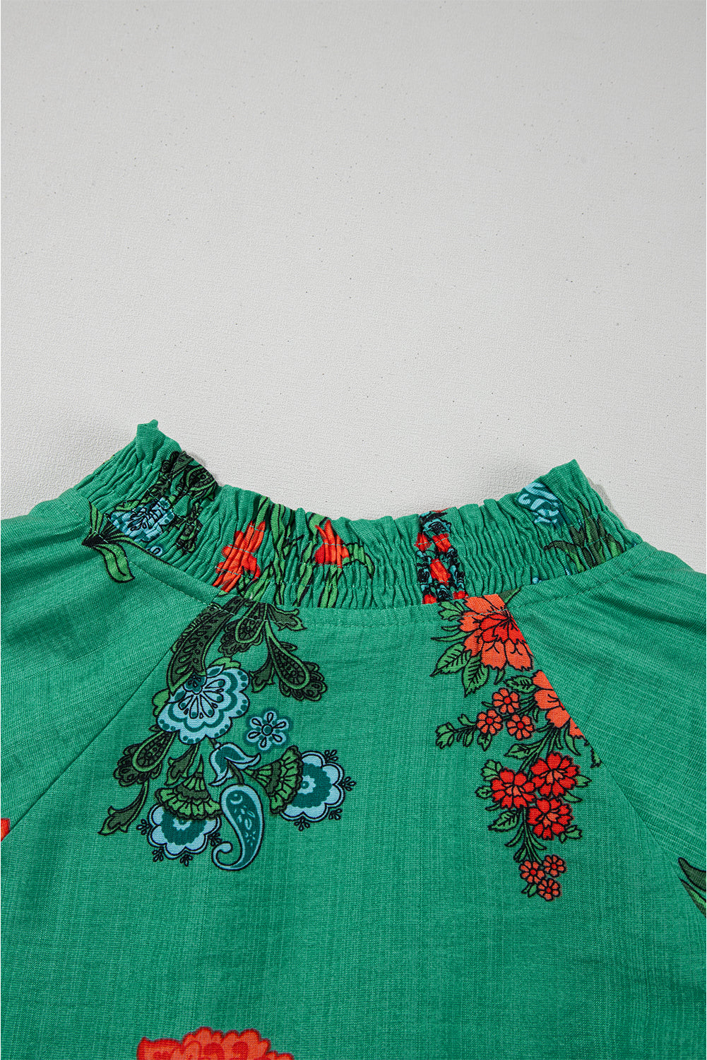 Floral Print Buttoned V Neck Short Sleeve Blouse