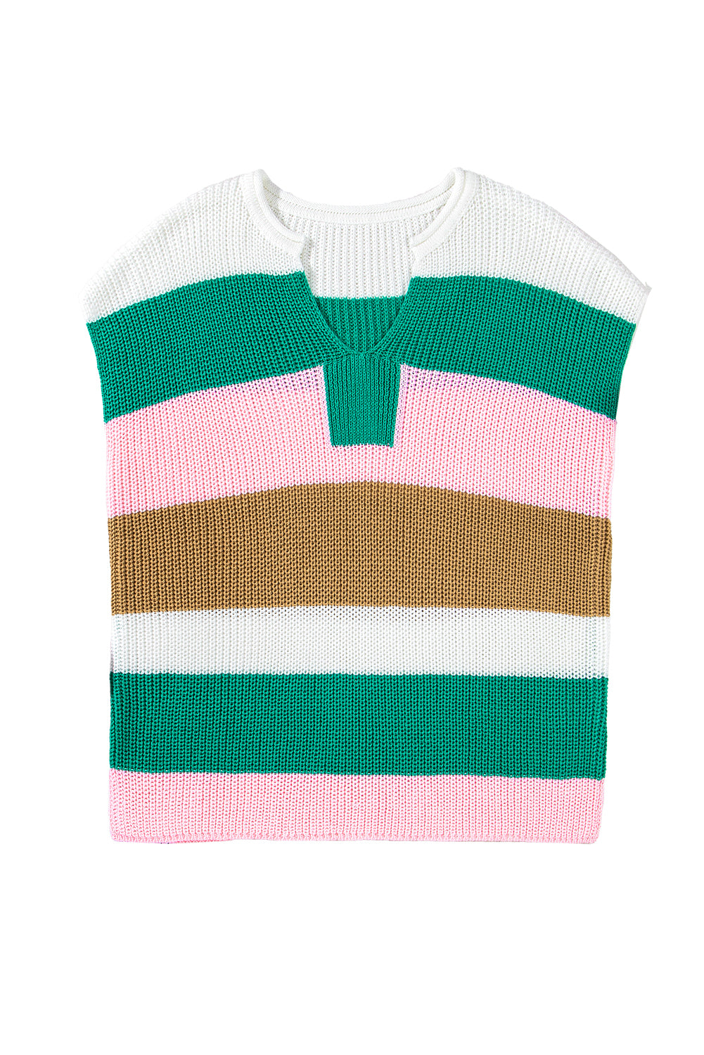 Color Block Notch V Neck Sweater T Shirt