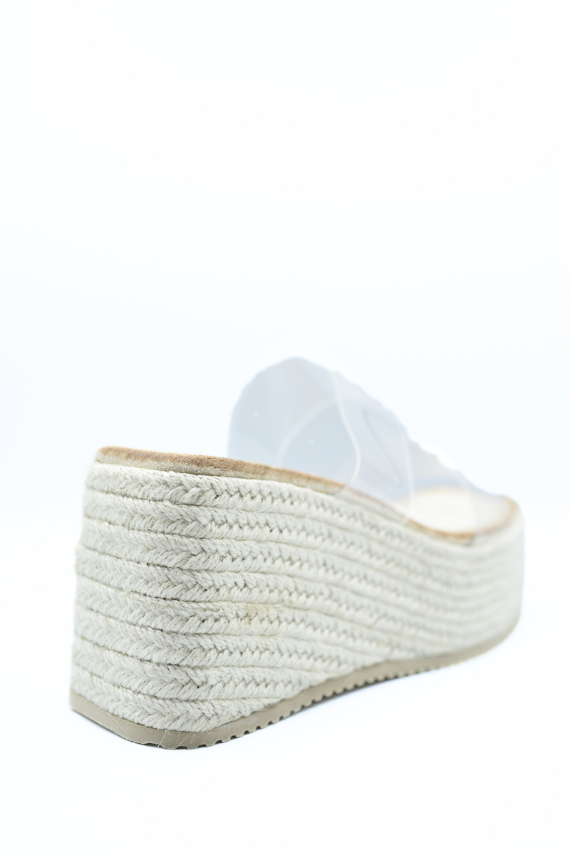 Transparent Double Strap Platform Wedge Heels