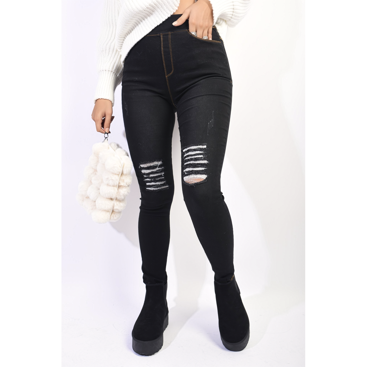 Caroline Ripped Skinny Jeggings 2 Colours