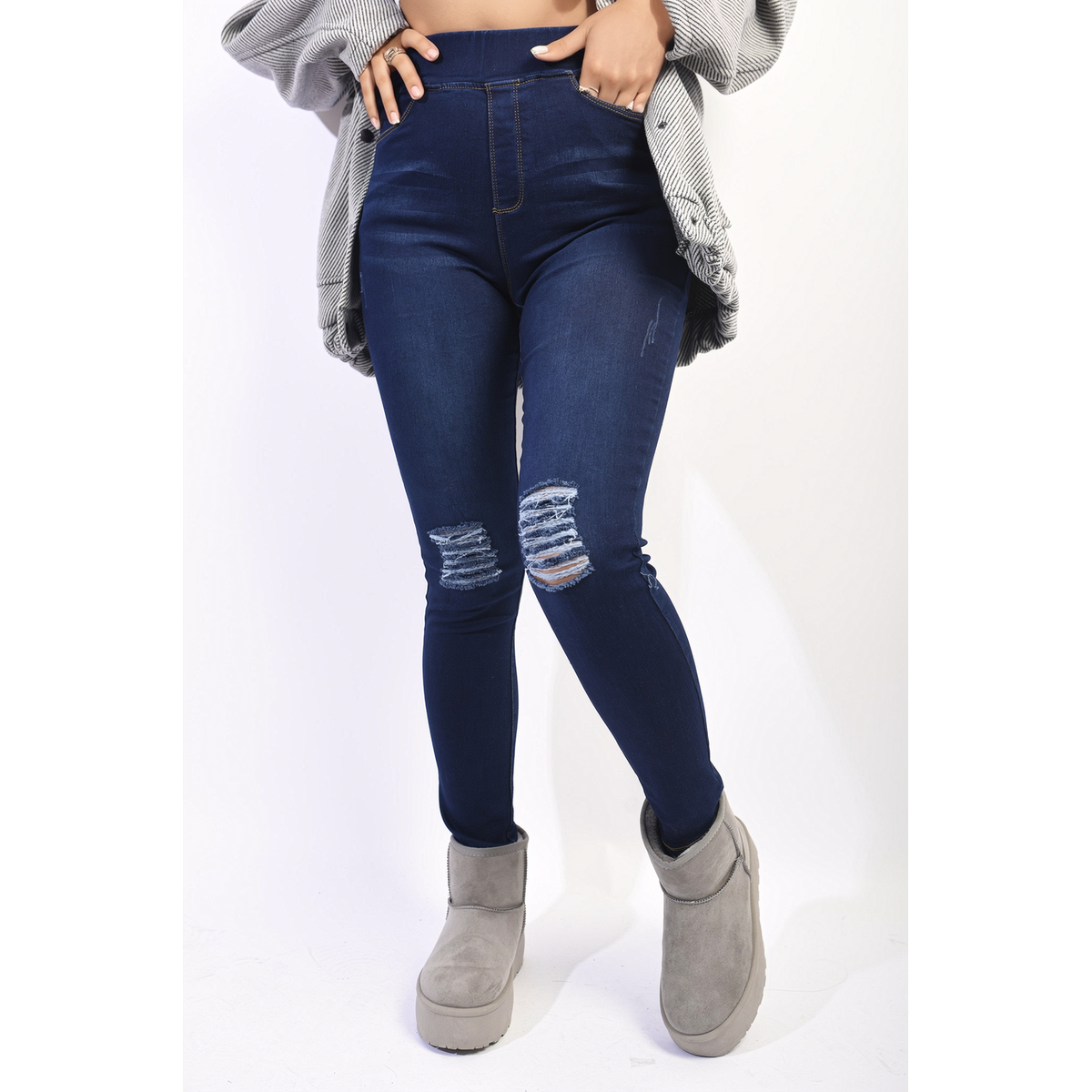 Caroline Ripped Skinny Jeggings 2 Colours