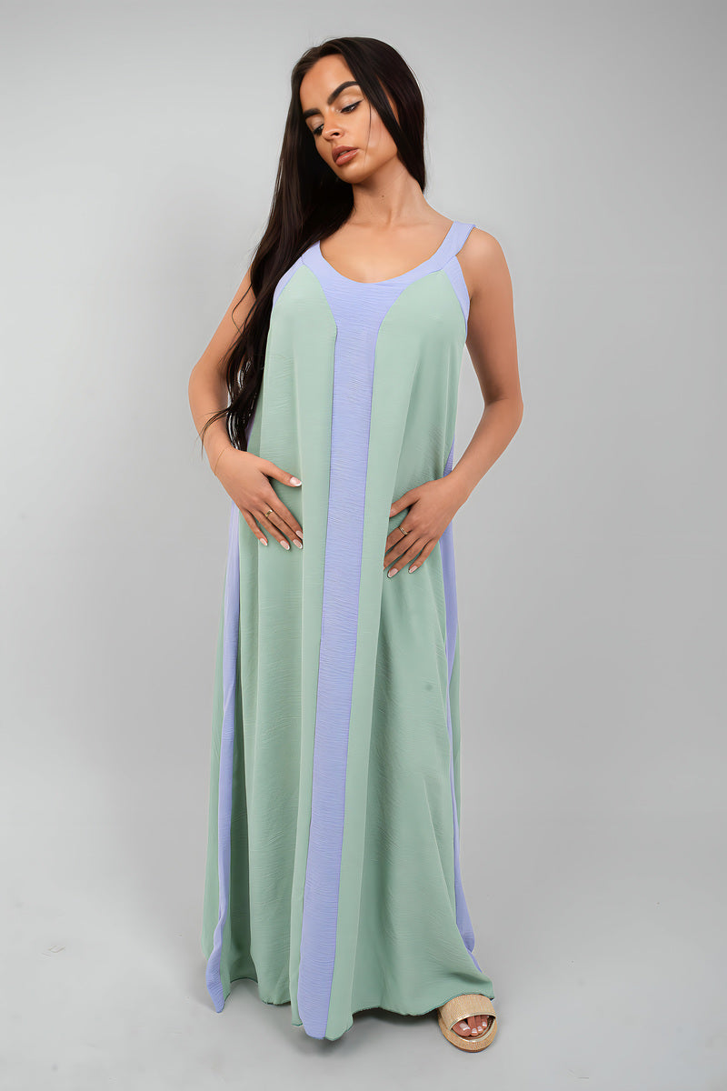 Two-Tone Sleeveless Cami Maxi Dress