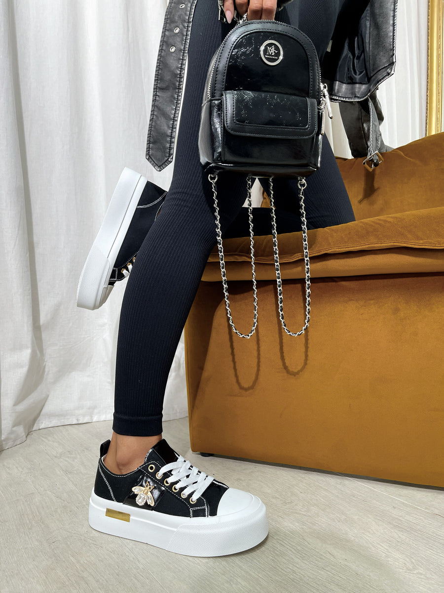 Luxe Bee Decorative Lace Up Platform Trainers