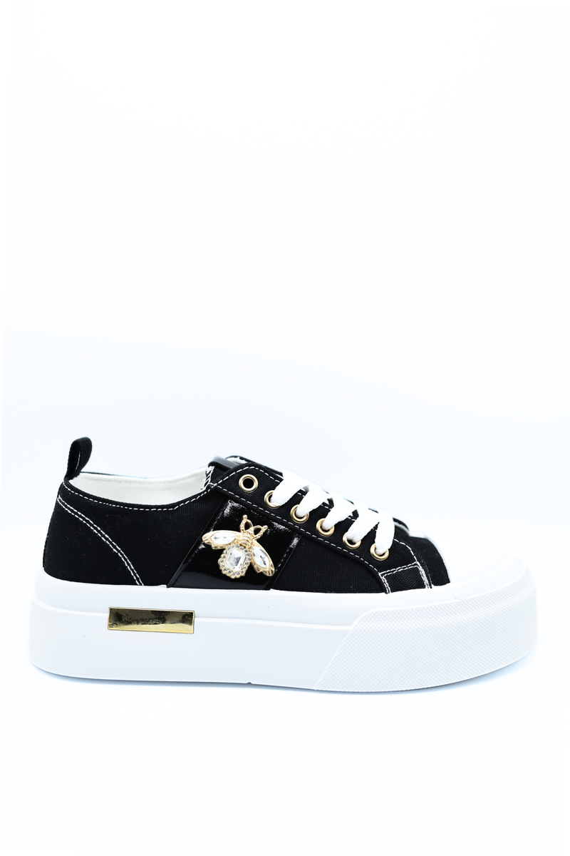 Luxe Bee Decorative Lace Up Platform Trainers