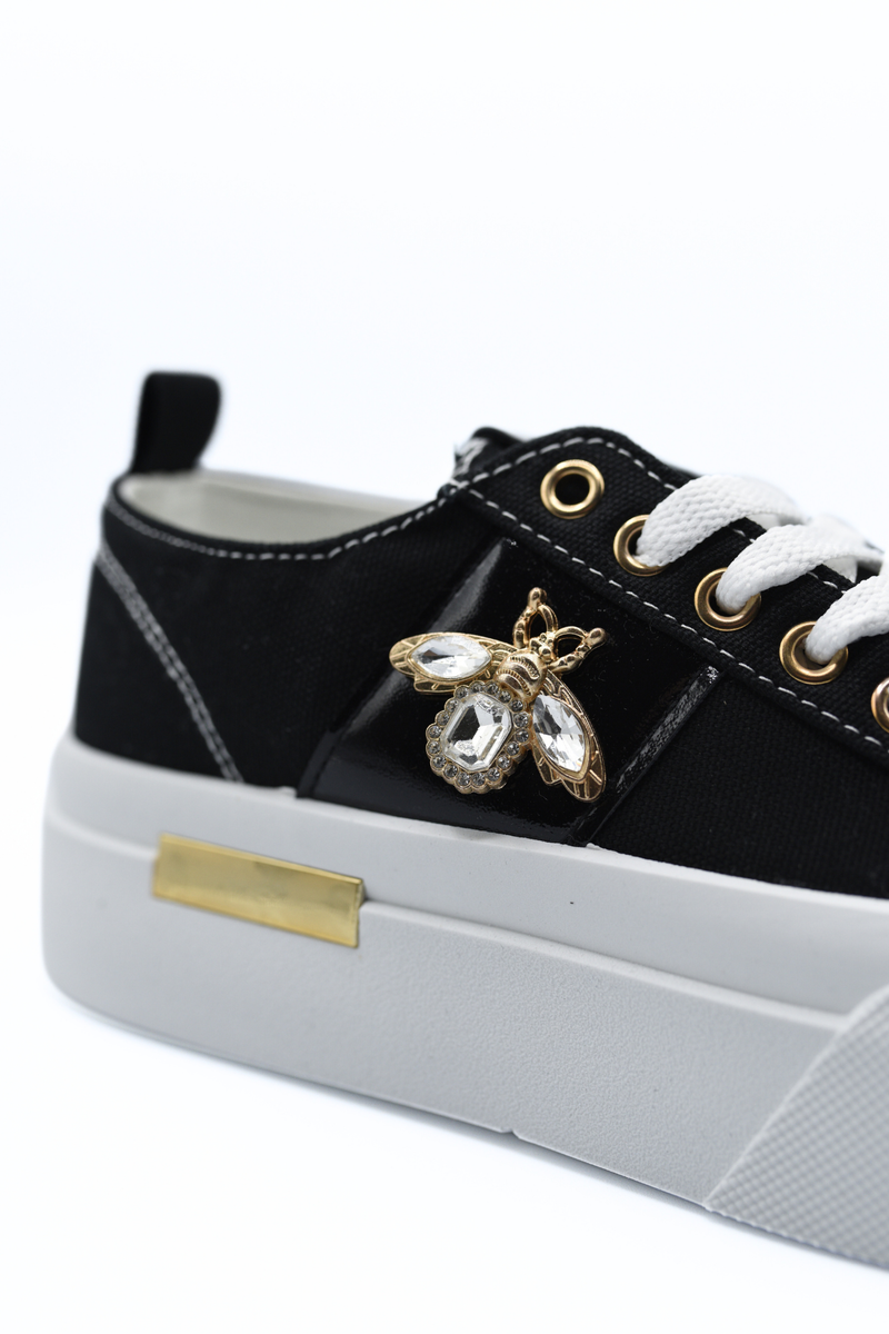 Luxe Bee Decorative Lace Up Platform Trainers
