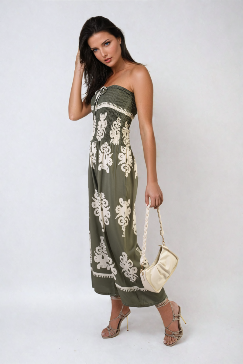 Button Front Strappy Midi Dress