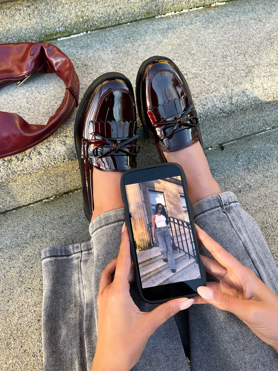 Bow Detail Flatform Slip On Loafer Shoes