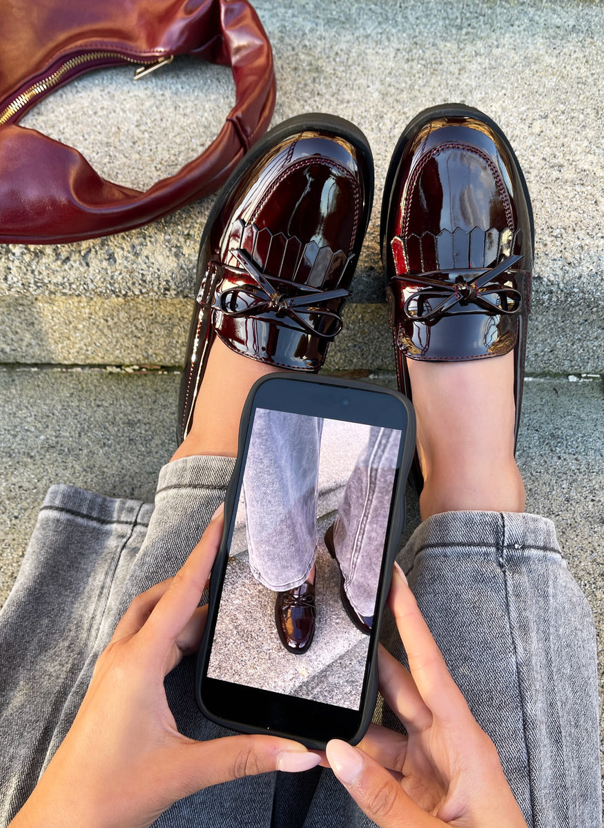 Bow Detail Flatform Slip On Loafer Shoes