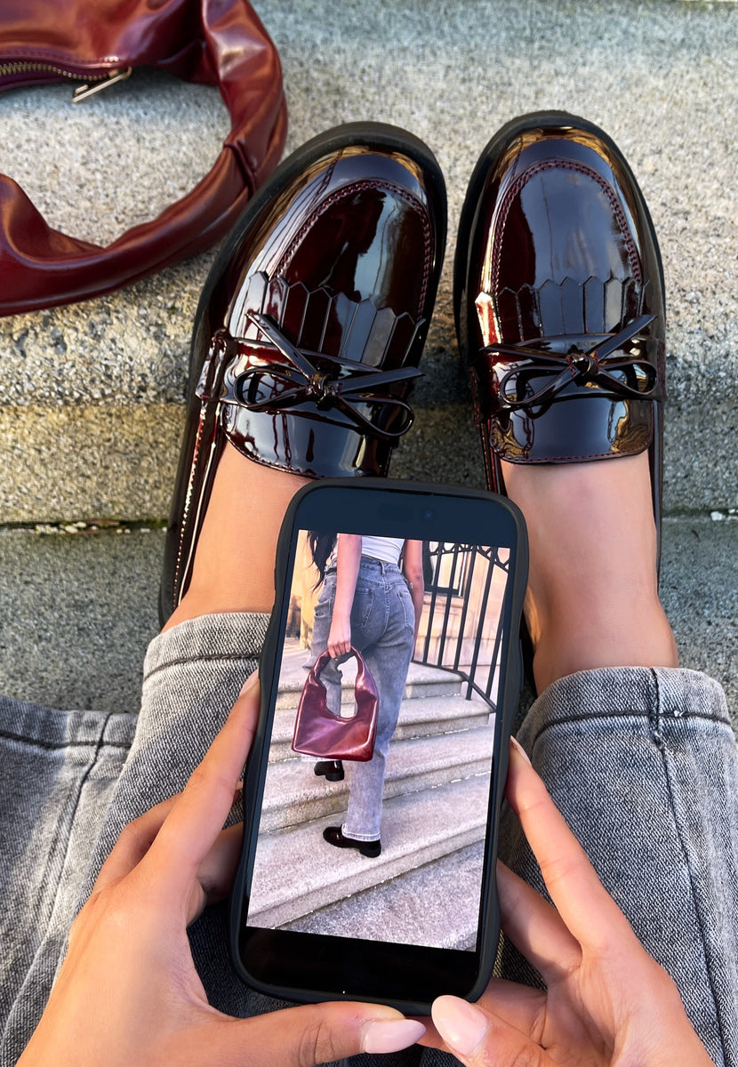 Bow Detail Flatform Slip On Loafer Shoes