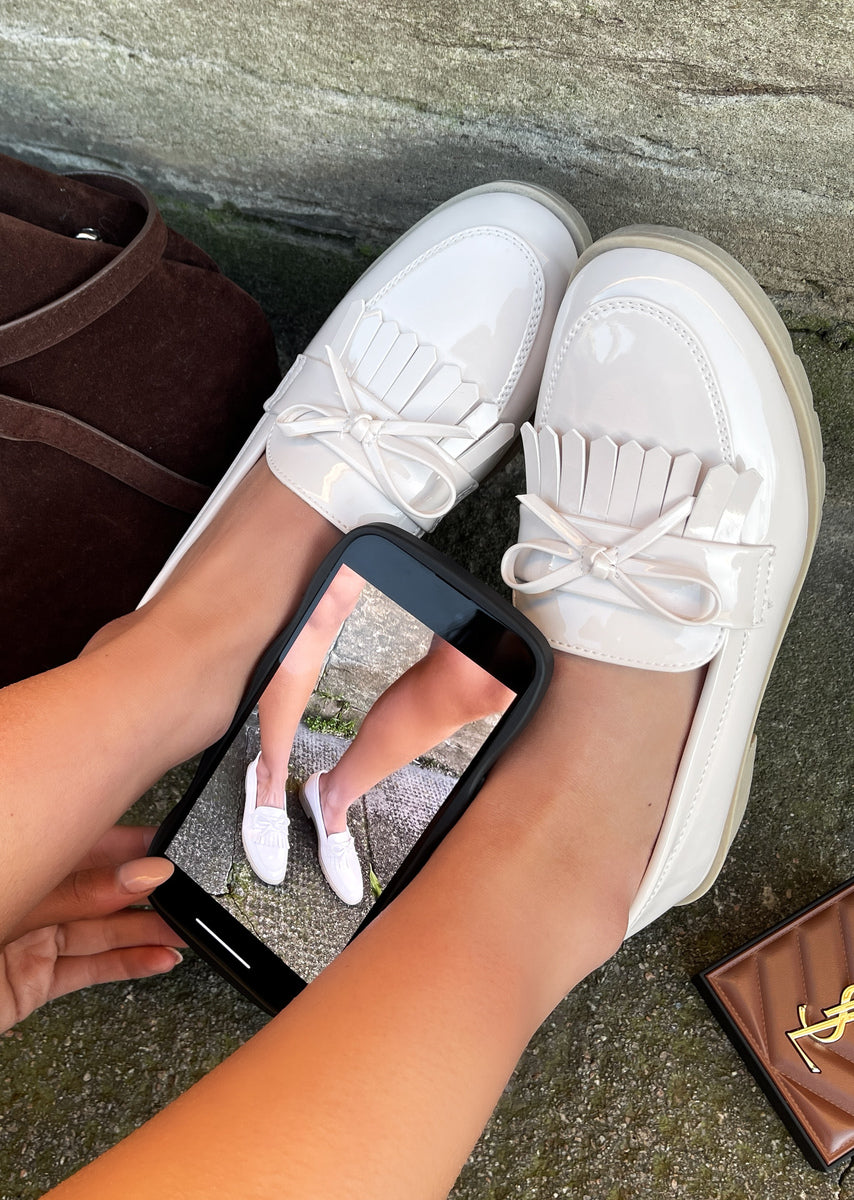 Bow Detail Flatform Slip On Loafer Shoes