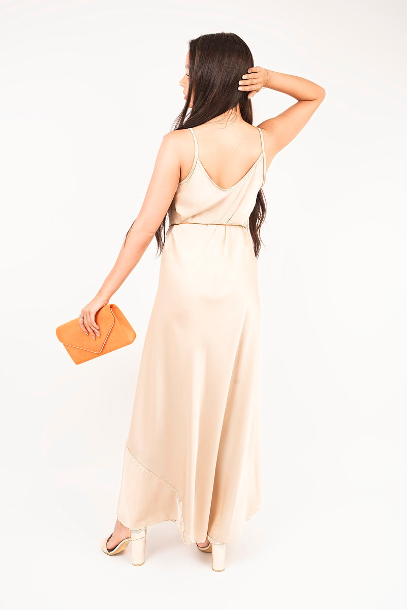 Strappy Maxi Dress with Feather Tie Waist