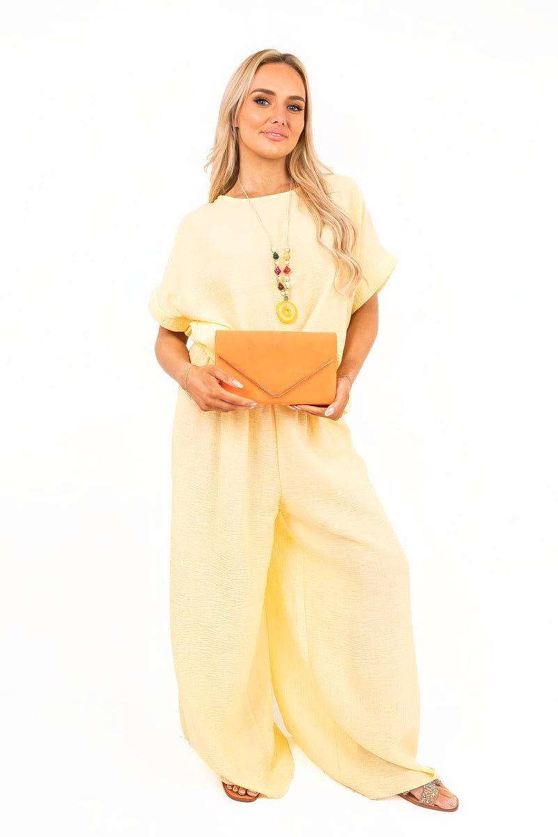 Loose Fit Short Sleeve Top and Wide Trousers Co-ord Set