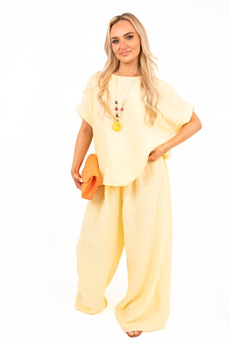 Loose Fit Short Sleeve Top and Wide Trousers Co-ord Set