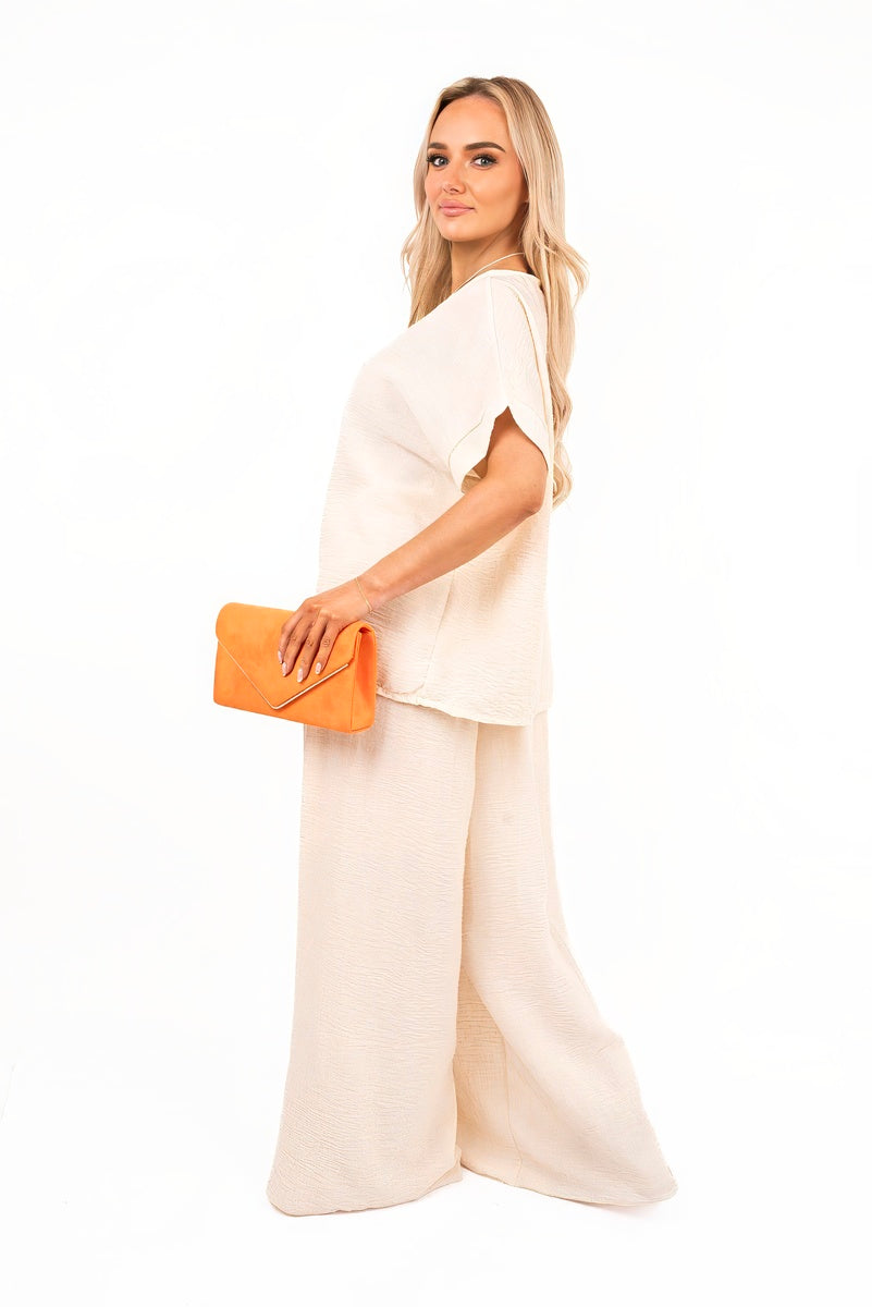 Loose Fit Short Sleeve Top and Wide Trousers Co-ord Set