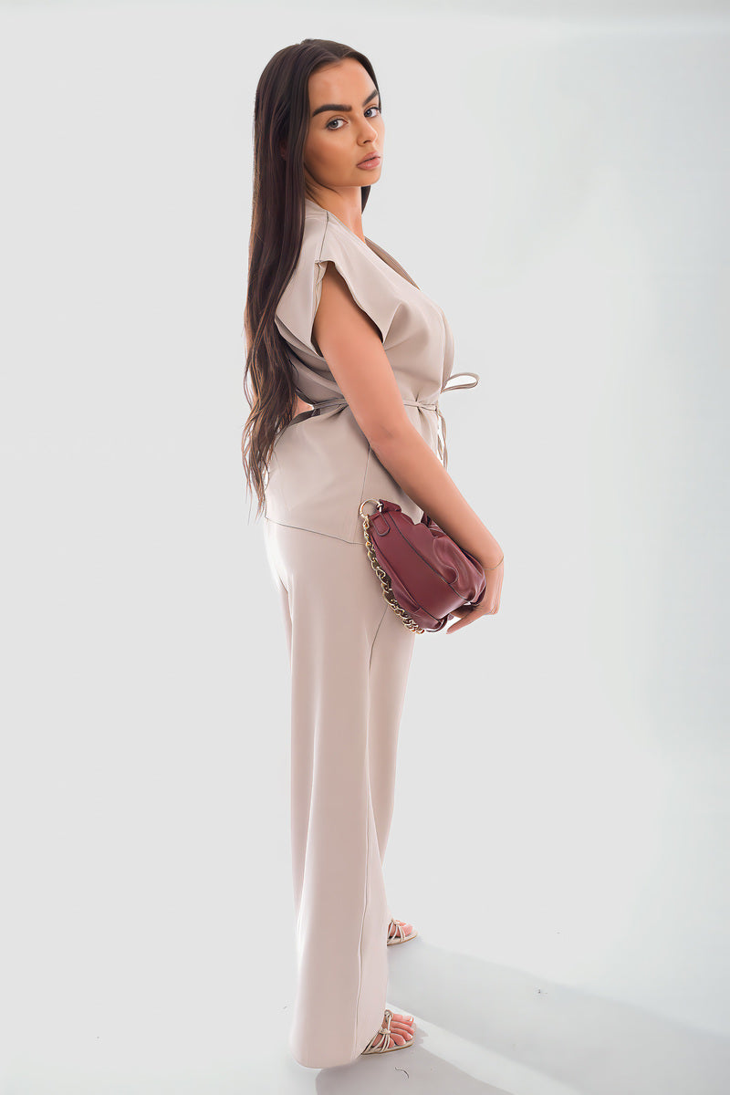 Belted Sleeveless Vest Top and Trouser Co-ord Set