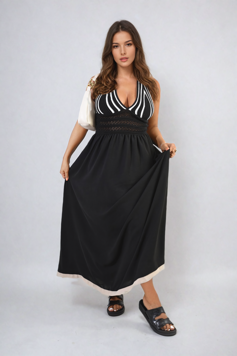 Short Sleeve Pleated Midi Dress