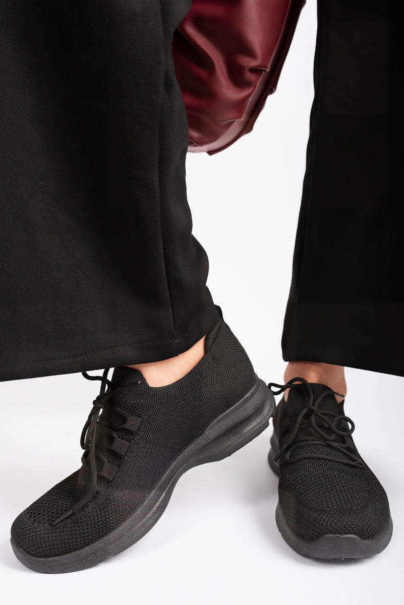 Knit Sock Lace-Up Lightweight Trainers