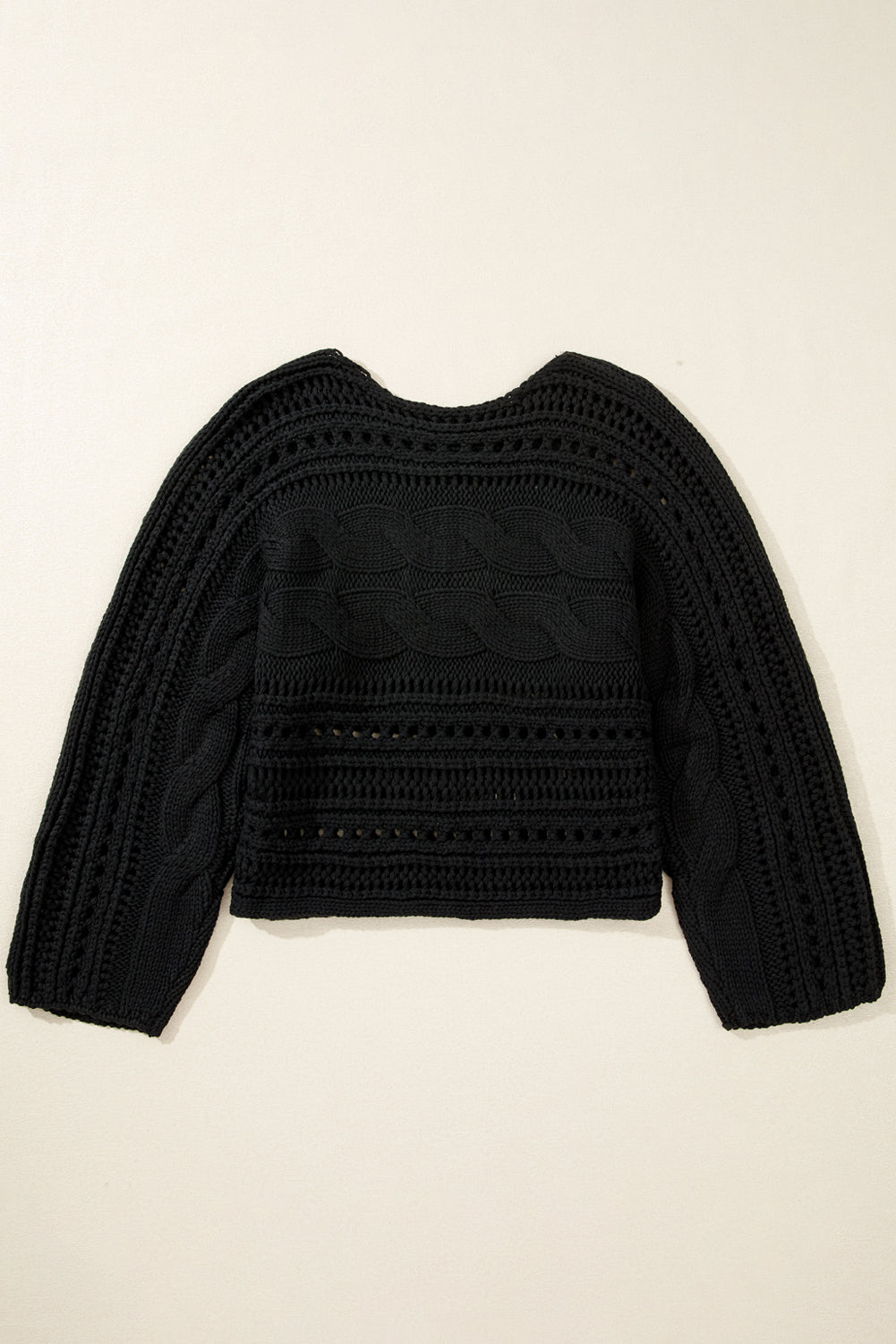 Hollow-out Cable Knit Cropped Sweater