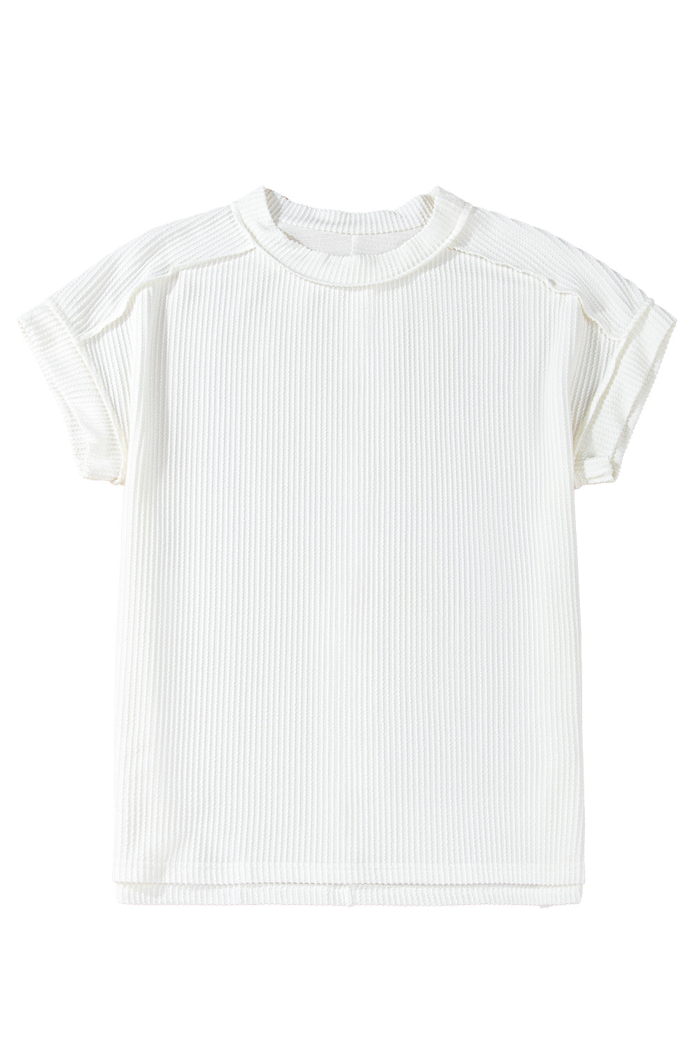 Textured Knit Exposed Stitching T-shirt