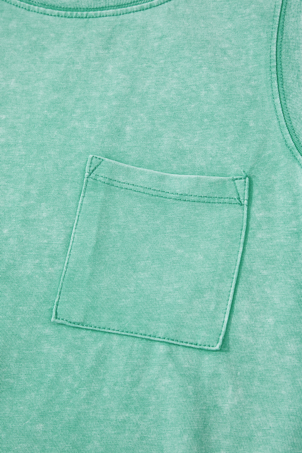 Mineral Wash Patched Chest Pocket Casual Tank Top