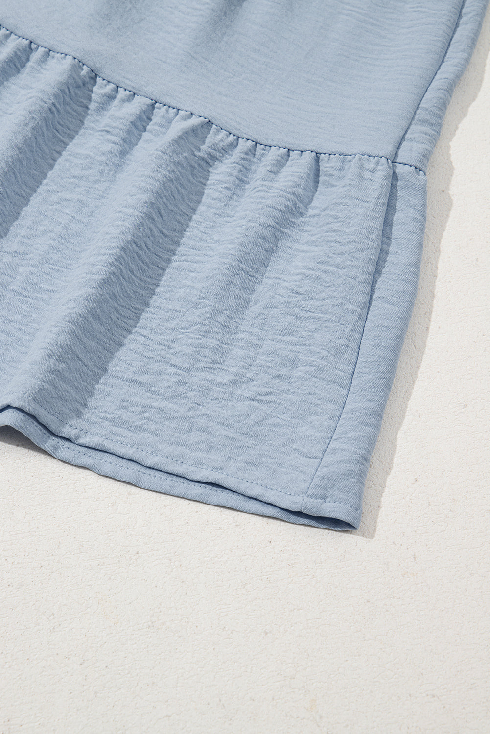 Shirt Collar Button Up Short Puff Sleeve Tiered Shift Dress