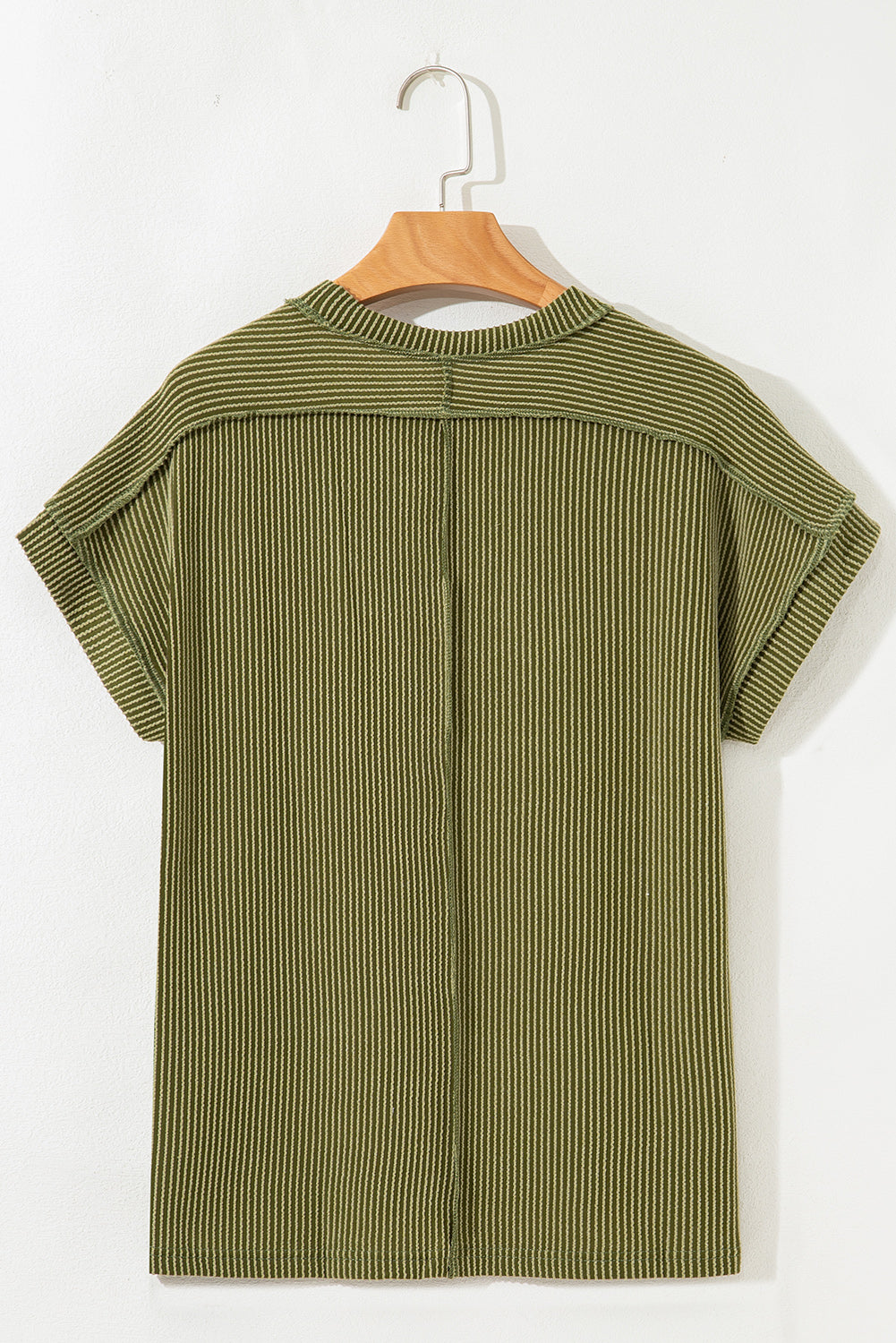 Textured Knit Exposed Stitching T-shirt