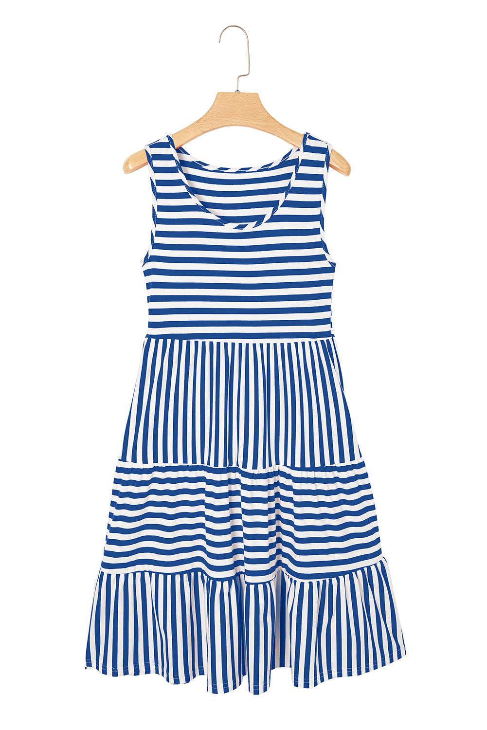 Stripe U Neck Sleeveless Loose Fit Mini Dress